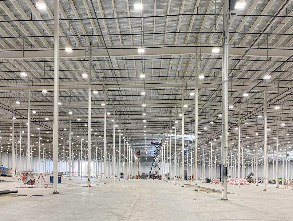 Large warehouse lighting installation in Ohio